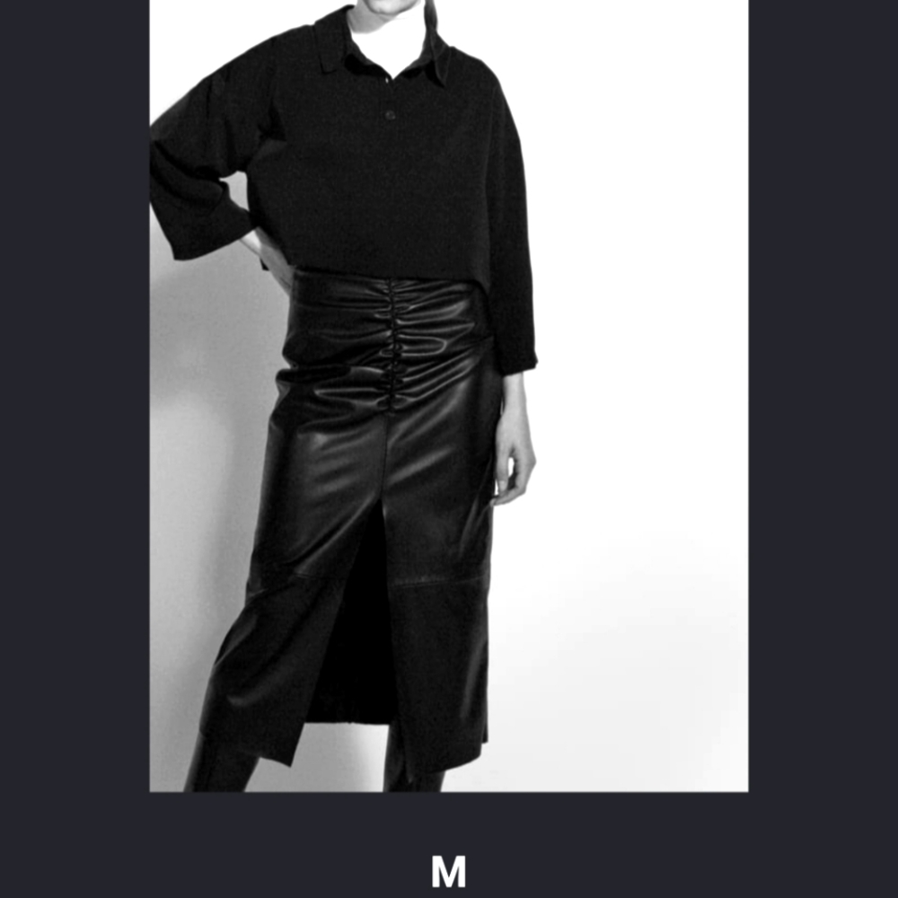 Zara faux black leather midi skirt. Size M.